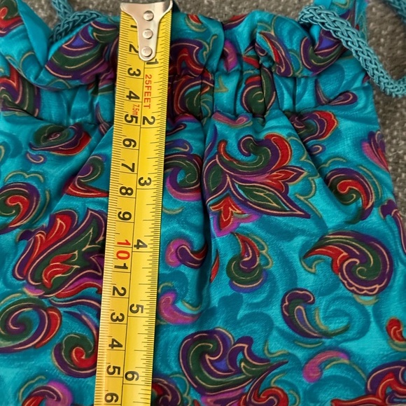 Kate Anderson Teal Paisley Silk Crossbody Purse – Boho Vintage Small Bag - Picture 7 of 8